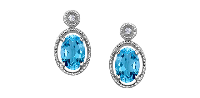 DX798WBT 10kw Blue Topaz + Diamond Earrings .02ct