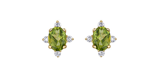 10Ky Peridot Studs .04ct Dia