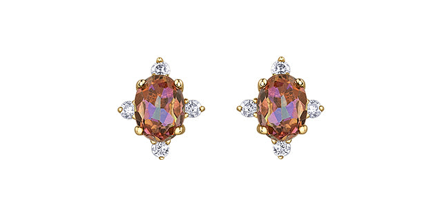 E4293-10 10KY Sunrise Topaz + Diamond Earrings