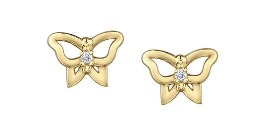 DD7970Y 10KY Diamond Butterfly Studs .02ctw