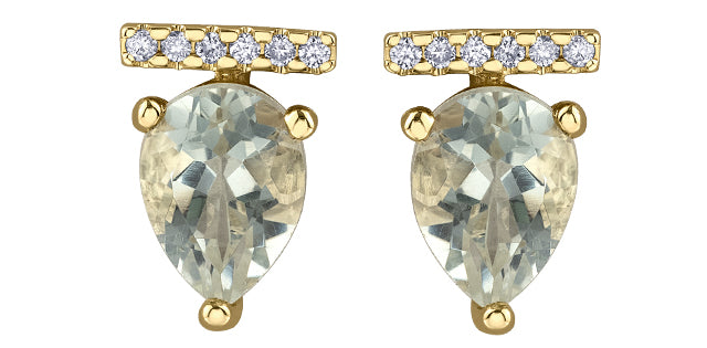 DD7853 10Ky Green Amethyst Studs