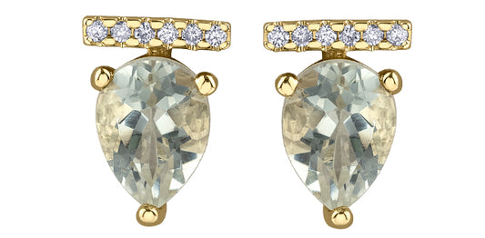 DD7853 10Ky Green Amethyst Studs