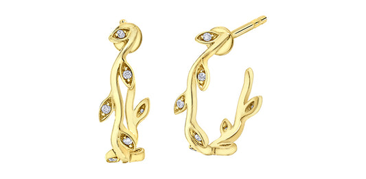 .05 Dia 10Ky Leaf Stud Style Hoops EE4650/05-10