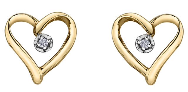 B18 20042 10Ky .015 Diamond Heart Earrings