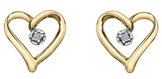 B18 20042 10Ky .015 Diamond Heart Earrings