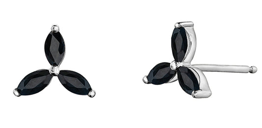 A9 20099 10Kw Black Sapphire Trinity Earrings