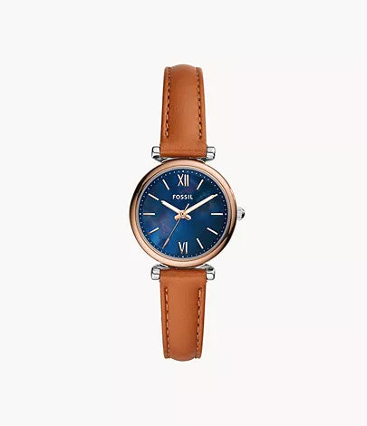 ES4701 Ladies Fossil Carlie Mini Three-Hand Tan Leather Watch