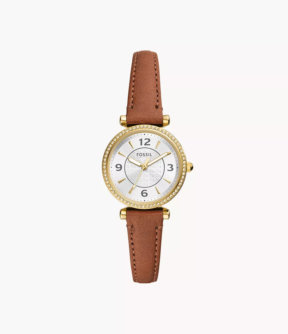 ES5297 Ladies Fossil Carlie Three-Hand Medium Brown Leather Watch