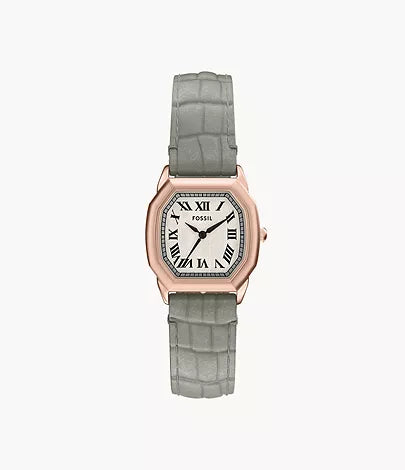 Harlow Three-Hand Grey Croco Leather Watch
