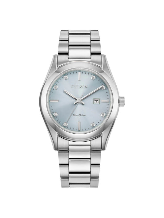 EW2700-54L Citizen Eco Drive Silver Tone with Pale Blue Dial and Diamonds