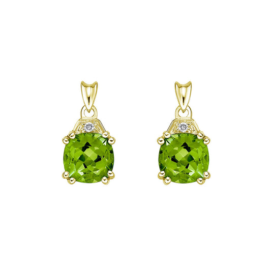 EY D8705 PD0 10KY Peridot + Diamond Earrings
