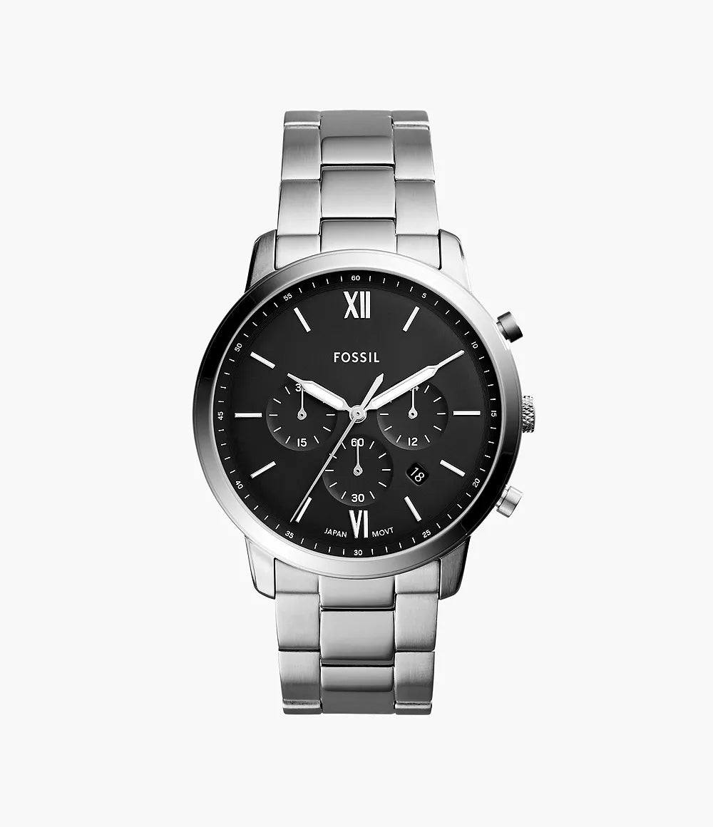 FS5384 Silver Tone Black Chronograph Fossil Watch