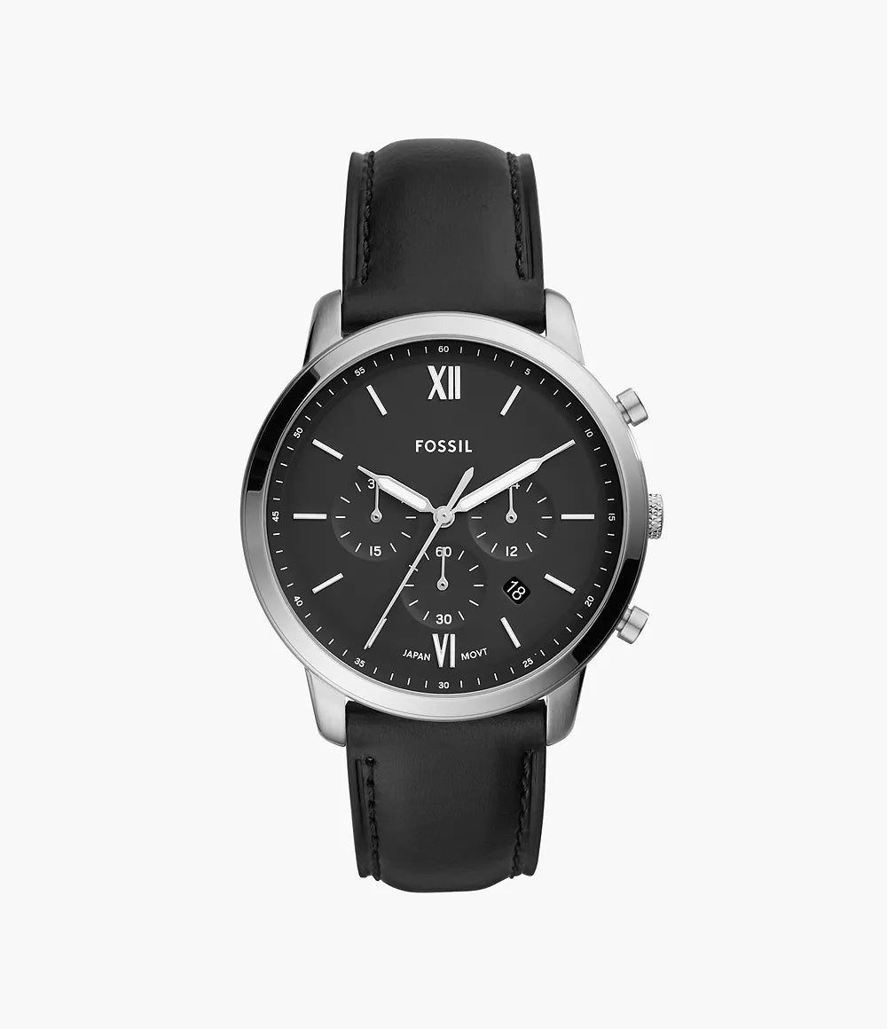 Neutra 44 mm Chronograph Black Leather Watch