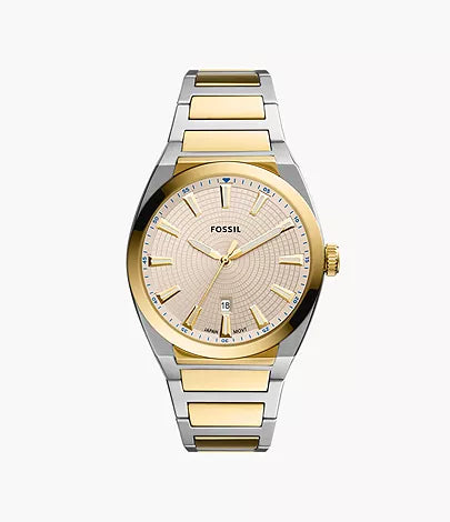 FS5823 Fossil Everett Three-Hand Date Two-Tone Stainless Steel Watch