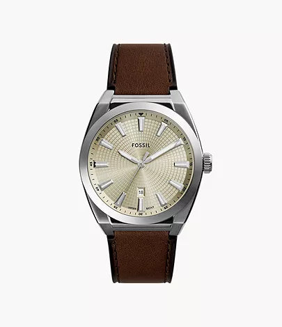 FS6071 Everett Three Hand Date Brown Leather Watch