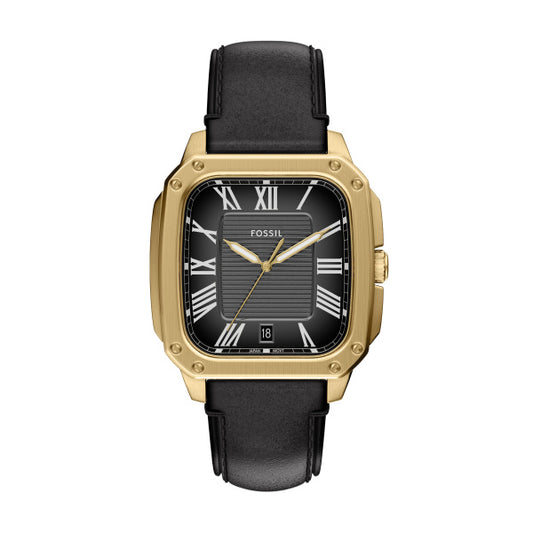 FS6151-CROSBY 42MM MENS GOLD SQ BLK STRP