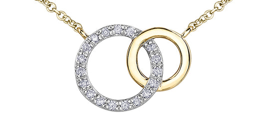 DD7685 10K Yg .9ct ct Dia Entwined Circle Pendant