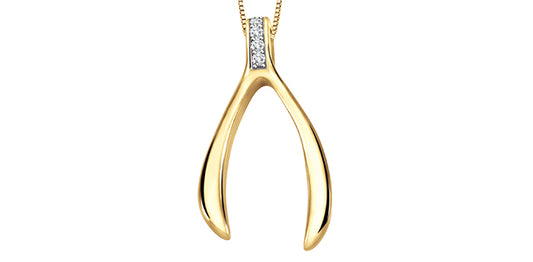 D14 20085 10Ky .02 Diamond Wishbone Pendant