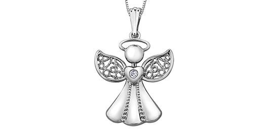 D7 20078 10Kw .015 Diamond Angel Pendant