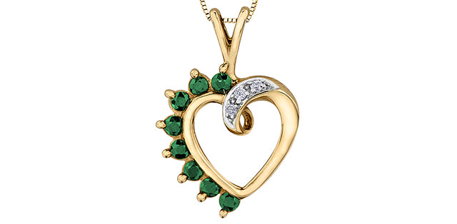 A21 10K YG .03 Emerald Dia Heart