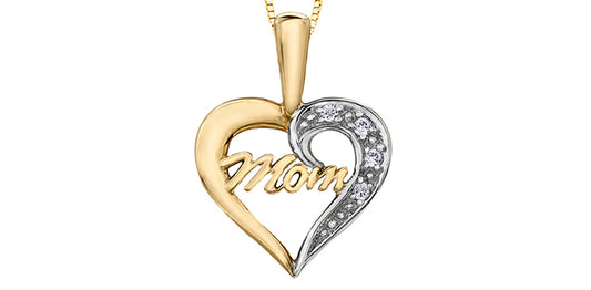 B14 20037 10Ky .02 Diamond Mom Heart Pendant