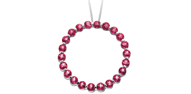DX364 10K Gemstone Circle Pendant