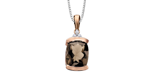 PP2176RWC-10 10k Smokey Quartz + Diamond Pendant