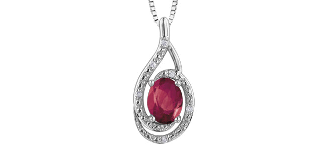 P3064C-SS 925 Gem & .03tcw Diamond Necklace