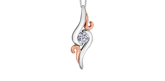 AM340 10k 2-Tone R+W Canadian Diamond Pendant .057ct
