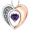 PP3648C-SR Silver + 10k RG Amethyst and Diamond Heart Pulse Necklace