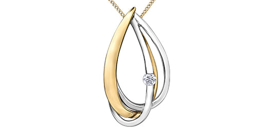 AM387 10k 2-Tone Y+W Canadian Diamond Pendant .03ct