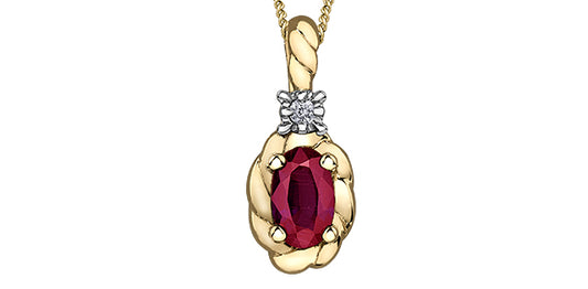 DX754YRU 10ky Ruby + Diamond Pendant .01ct