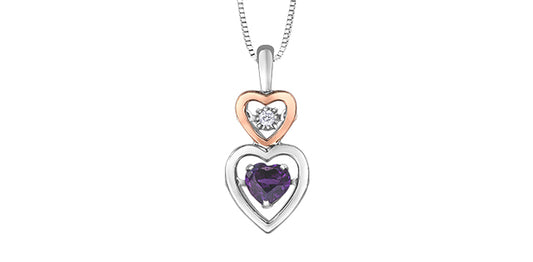 DD7457 Silver Amethyst + Diamond Pulse Necklace