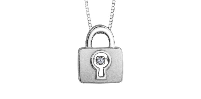 DD7460 925 .02 Diamond Lock Pendant