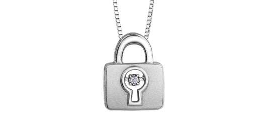 DD7460 925 .02 Diamond Lock Pendant