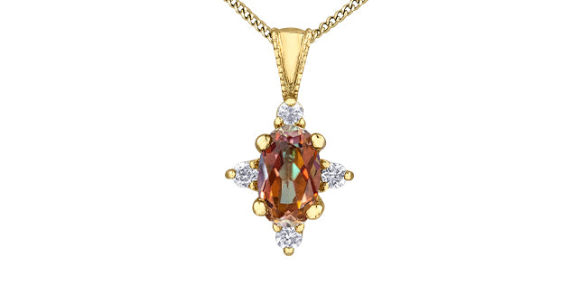 DD7743YG 10KY Sunrise Topaz + Diamond Pendant .03ctw