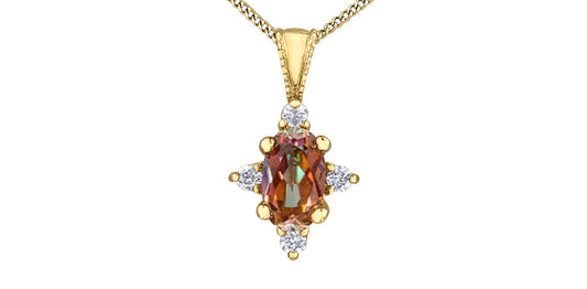 DD7743YG 10KY Sunrise Topaz + Diamond Pendant .03ctw