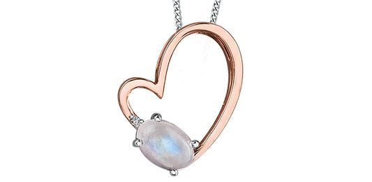 DD7798 10KR Moonstone + Diamond Pendant