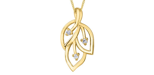 Leaf Dia Pendant 10Ky .03ct