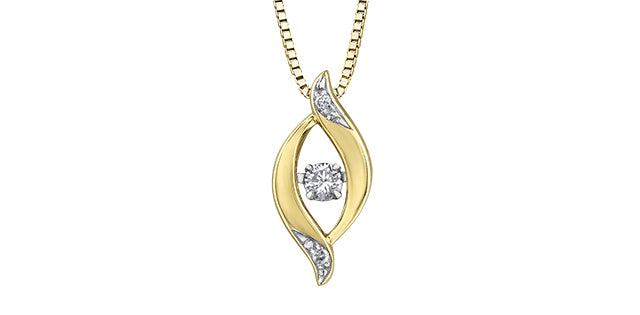 DD7951YW06 10KY Diamond Pulse Pendant .06ctw