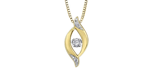 DD7951YW06 10KY Diamond Pulse Pendant .06ctw