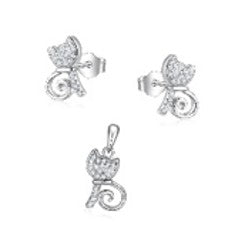 AE9345- 925 and Cubic cat necklace/ earring set