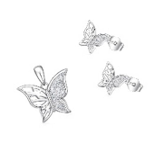 AE2418/AP2418-925 Cubic Butterfly earring/necklace set