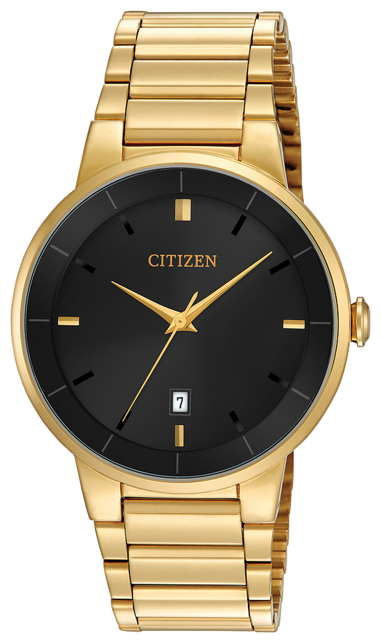 Citizen Mens Quartz Gold Black Face