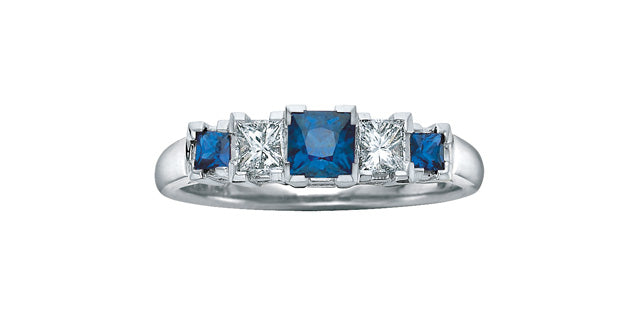 14kw Sapphire + Diamond Ring .26ctw