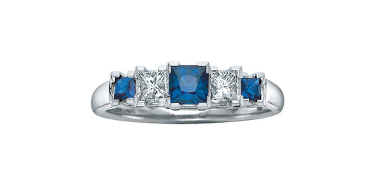 14kw Sapphire + Diamond Ring .26ctw