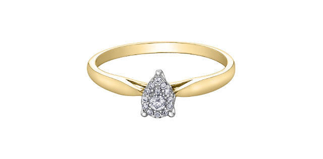 30746YW/08-10 10KY Pear Shaped ring 0.084 ctw