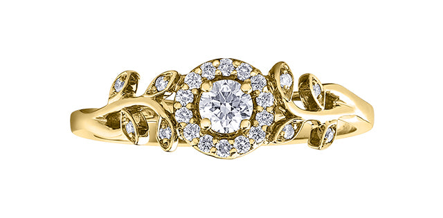 .25ctw Dia 10KR Floral Canadian Diamond Ring w/ Cert