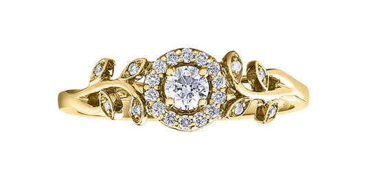.25ctw Dia 10KR Floral Canadian Diamond Ring w/ Cert