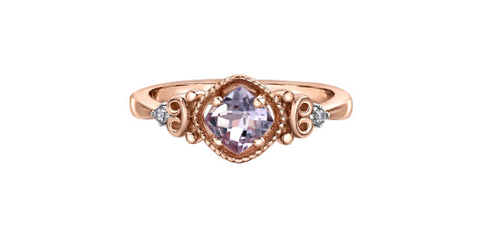DD7345 10KR Pink Amethyst + Diamond Ring
